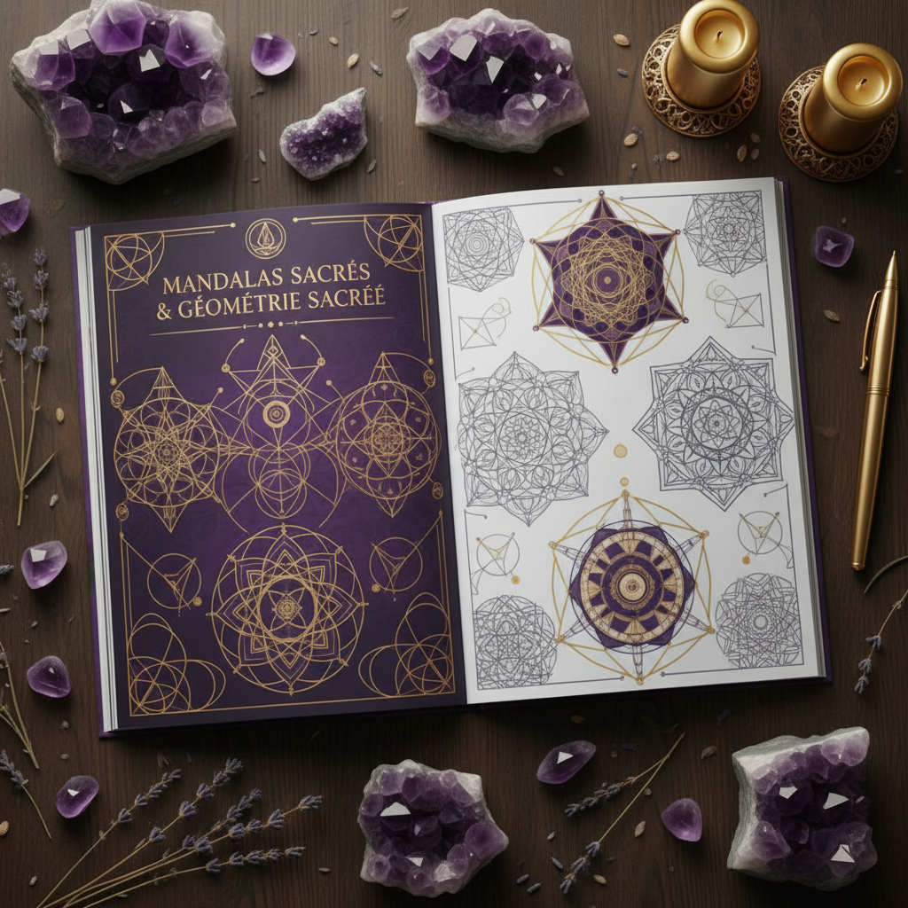 Livre de Coloriage Mandalas Sacrés & Géométrie Sacrée - pages ouvertes - ArtsAcréNumérique