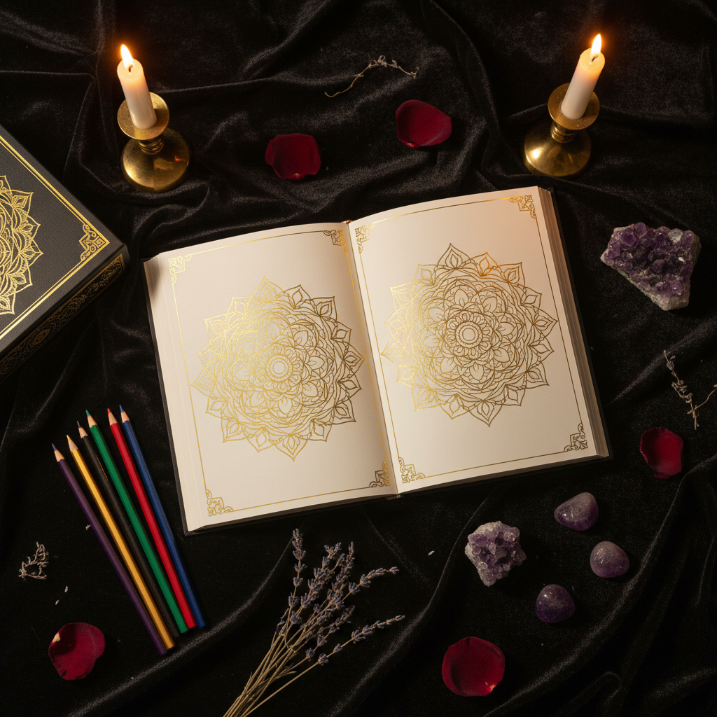 Mandalas Sacrés Coloring Book - Mockup