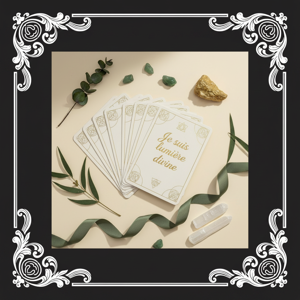 Mockup Cartes Affirmations encadrement baroque