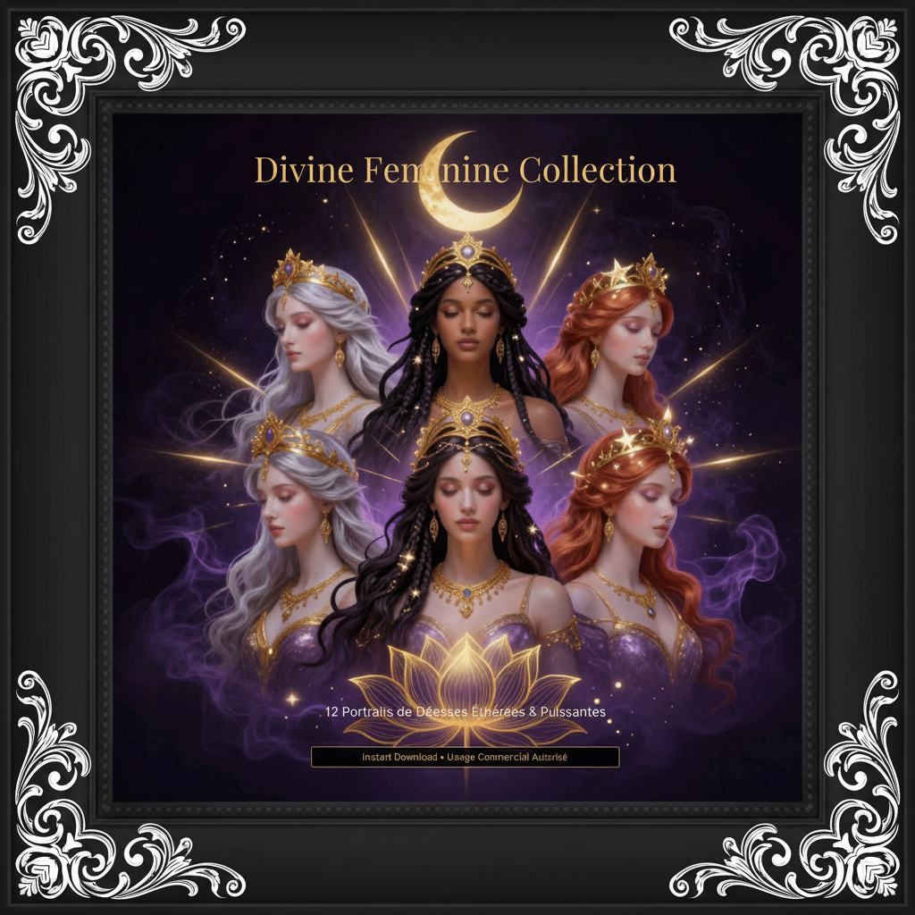 Mockup Divine Feminine Collection encadrement baroque