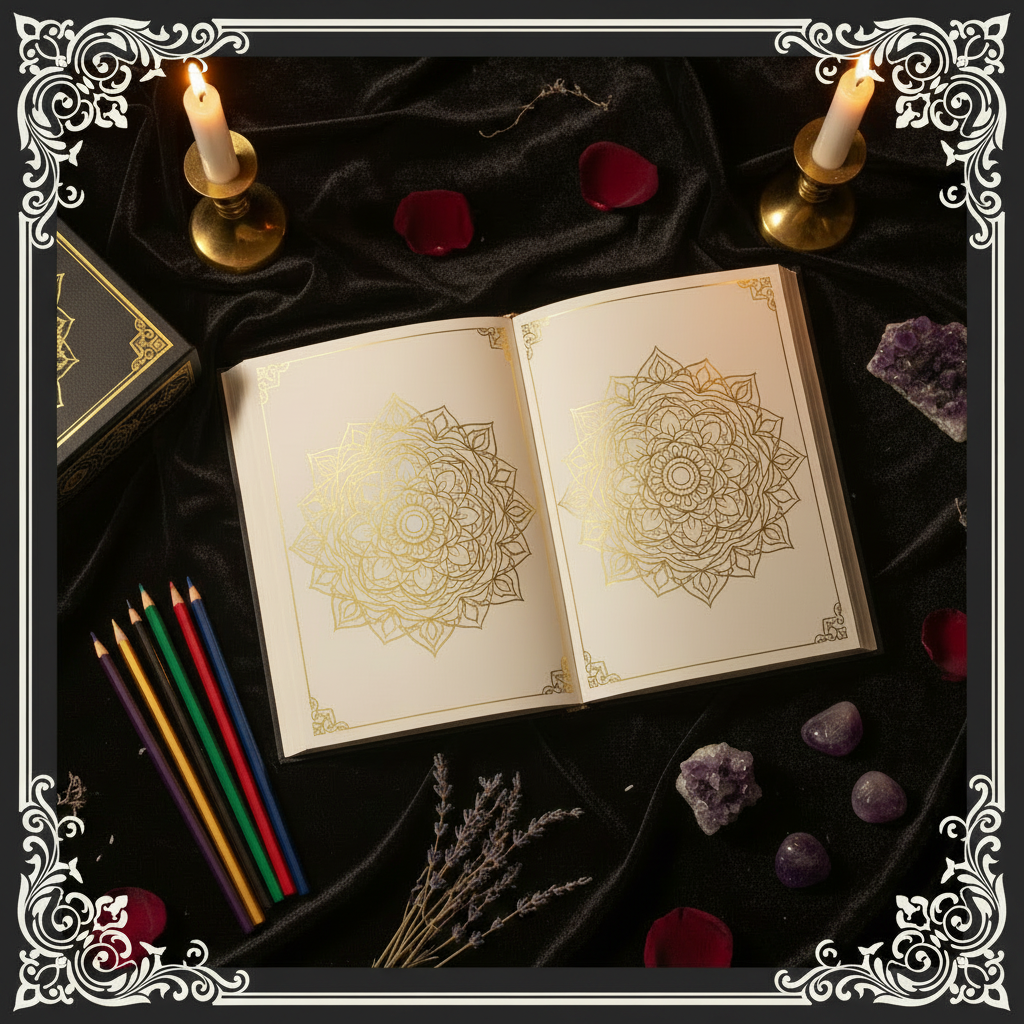 Mockup Mandalas Sacrés 30 pages encadrement baroque
