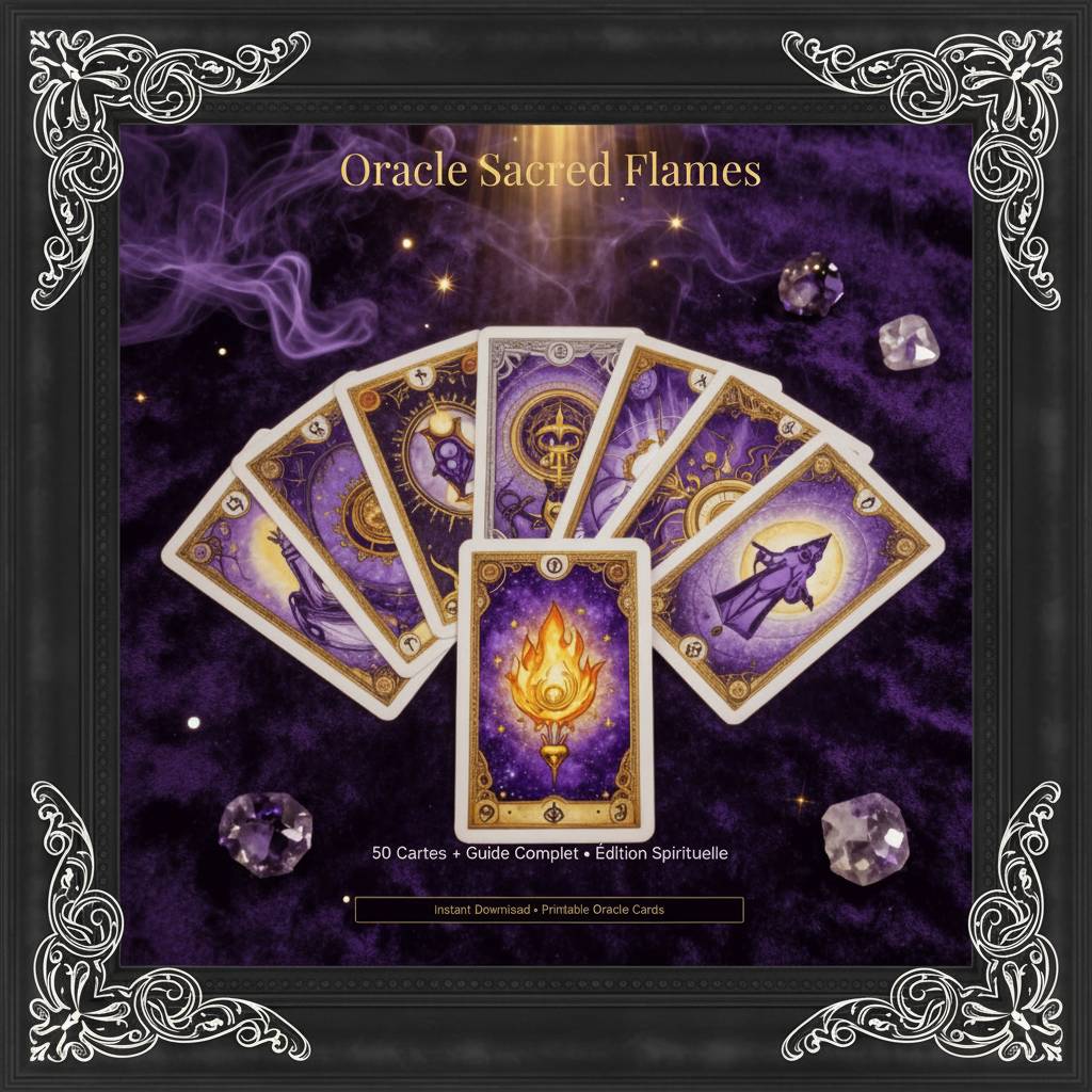 Mockup Oracle Sacred Flames encadrement baroque